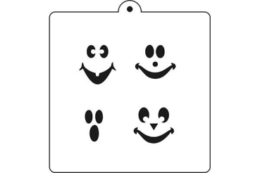 Schablone / Stencil - Halloween Gesichter - Happy